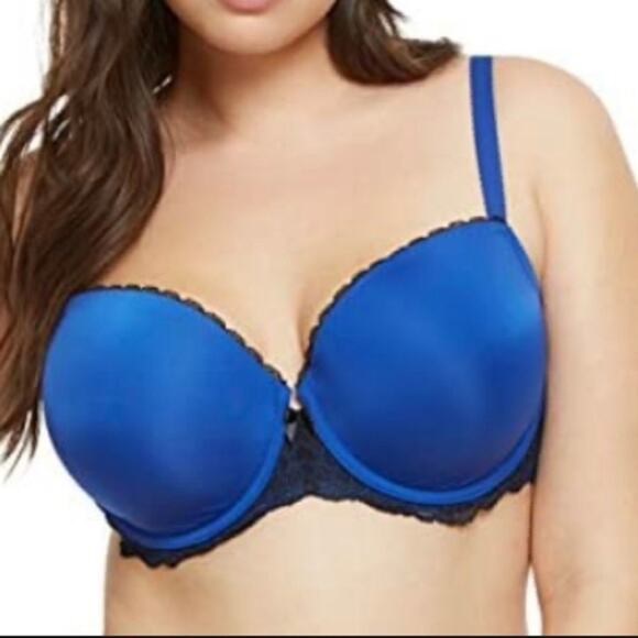 Torrid Blue & Black Smooth Cup‎ Push Up Demi Bra - Picture 1 of 7